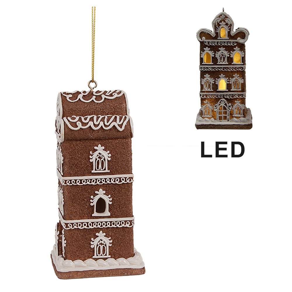 Weihnachtsanhänger mit LED-Lebkuchenhaus 7x6x12