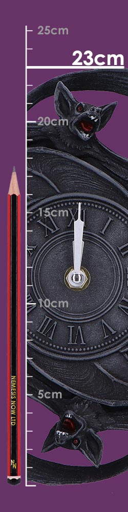 Gothic Wanddekoration Fledermaus Wanduhr schwarz-grau