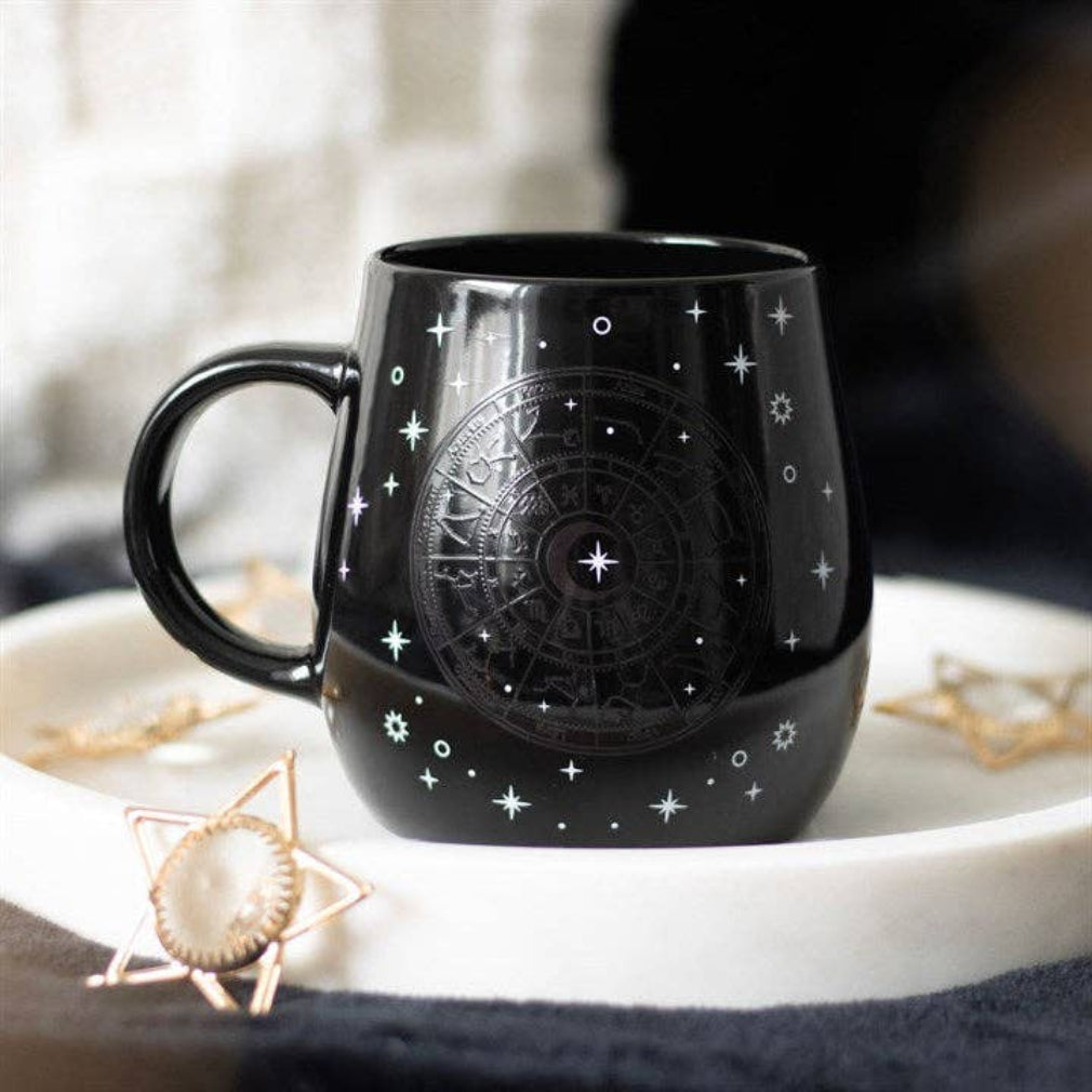 Astrologie Wheel Heat Thermobecher schwarz Gothic Tasse