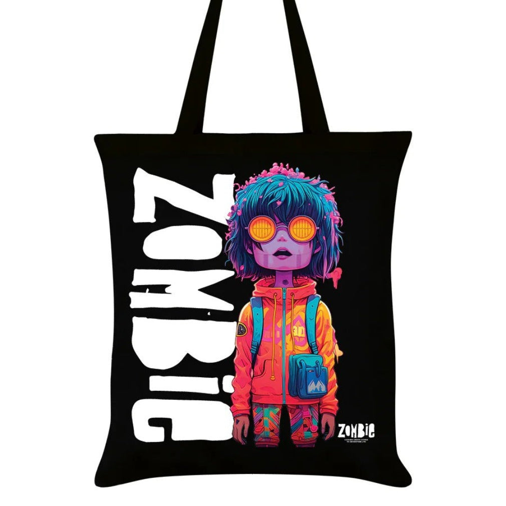 Kultige Stofftasche Tragetasche mit Zombie bunt