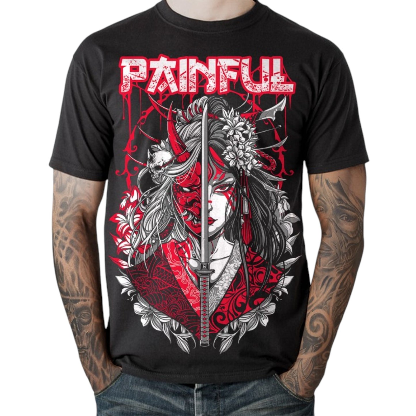 Painful Clothing – „Oni Geisha“ Gothic Horror T-Shirt - Dualität