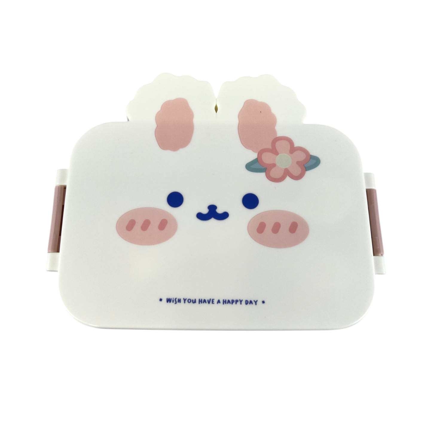 Hasen-Lunchbox mit Besteck "Wish you have a happy day" Brotdose