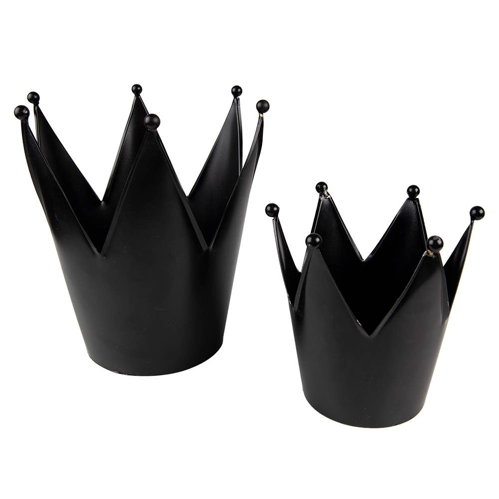Teelichthalter Krone Ø 13x14 cm Schwarz Eisen