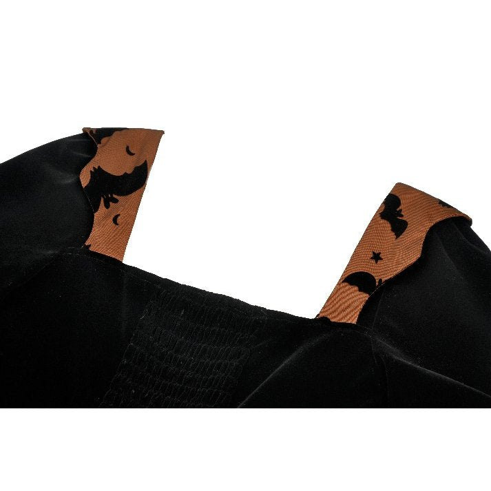 Dark in Love Halloween Kleid aus Samt mit Schnürung Fledermäuse