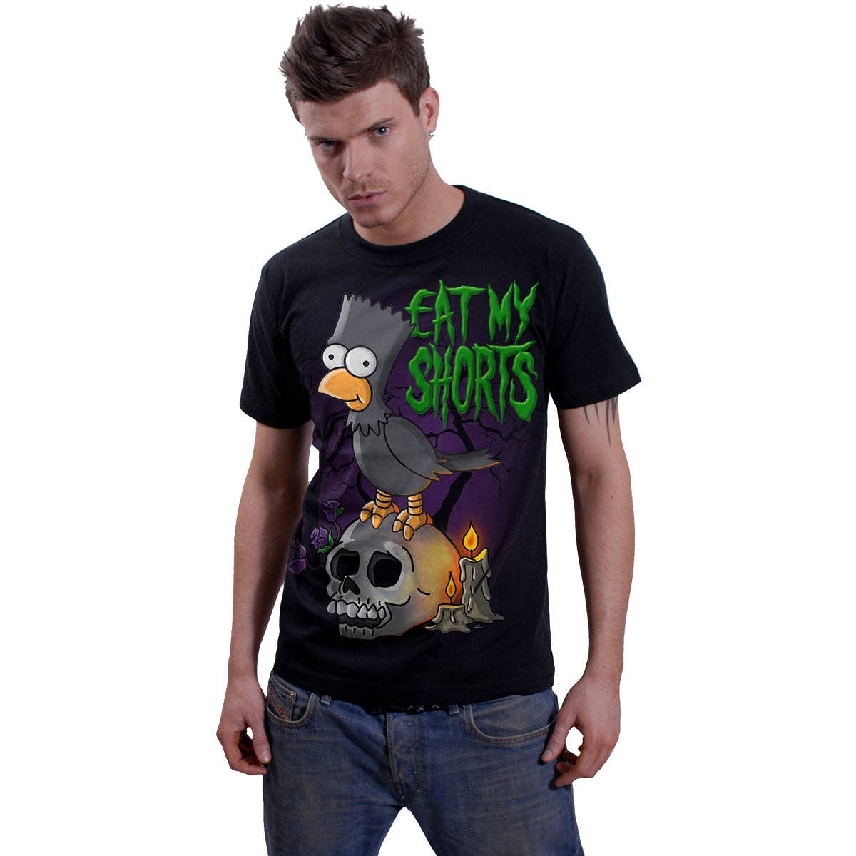 DIE SIMPSONS - BART RAVEN - Frontprint T-Shirt Schwarz