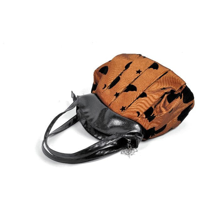 Halloween Beuteltasche in schwarz-orange Fledermausmotiv