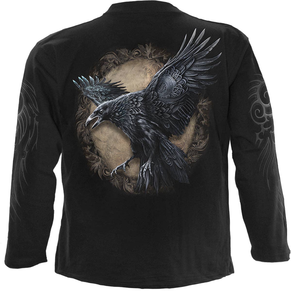 RAVEN WISE - Langarmshirt Schwarz Raben Longsleeve