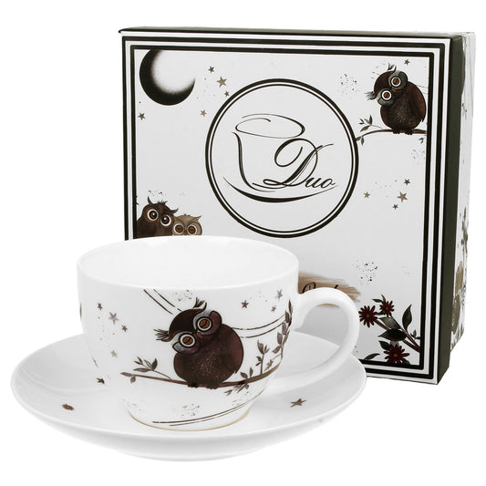 Duo Tasse Eulen Tasse mit Untertasse 250 ml