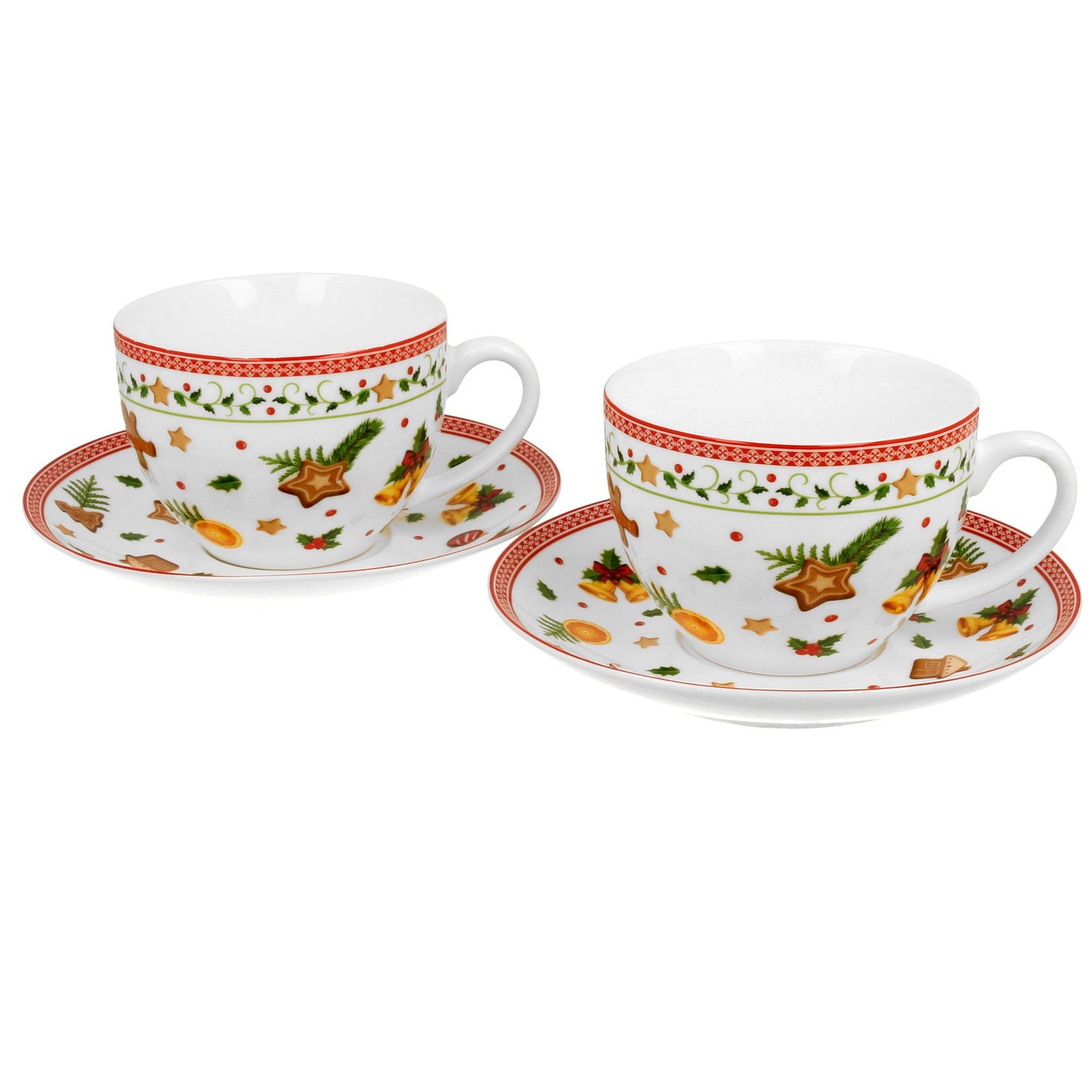 Duo Tassen Set Weihnachten 2x Tasse mit Untertasse 260 ml