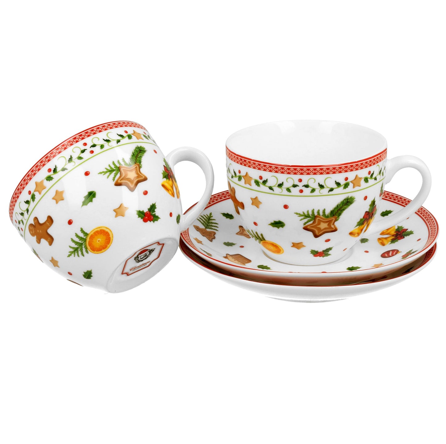Duo Tassen Set Weihnachten 2x Tasse mit Untertasse 260 ml