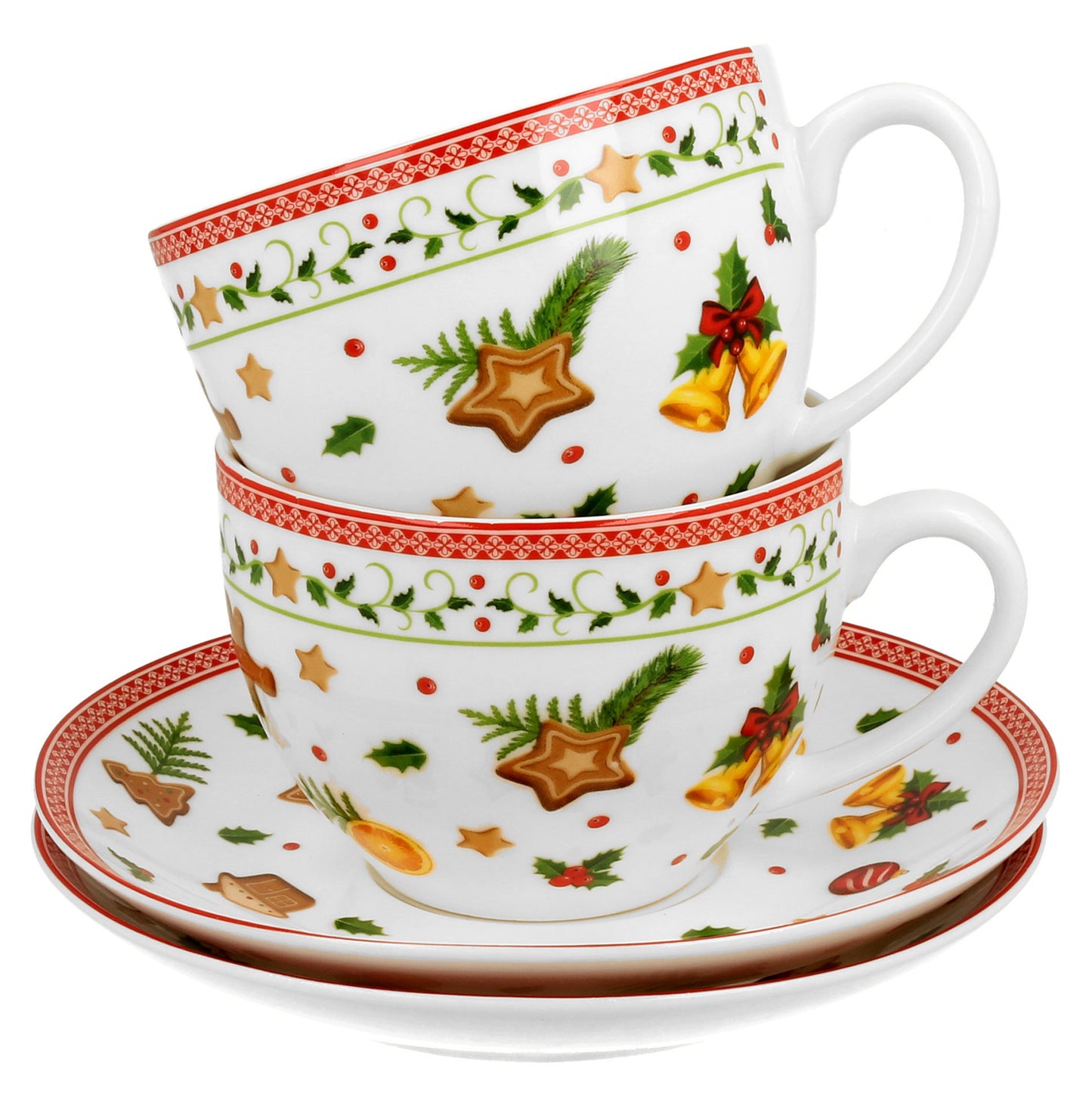 Duo Tassen Set Weihnachten 2x Tasse mit Untertasse 260 ml