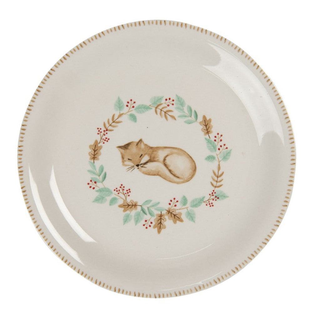 Frühstücksteller schlafender Fuchs 20 cm vintage
