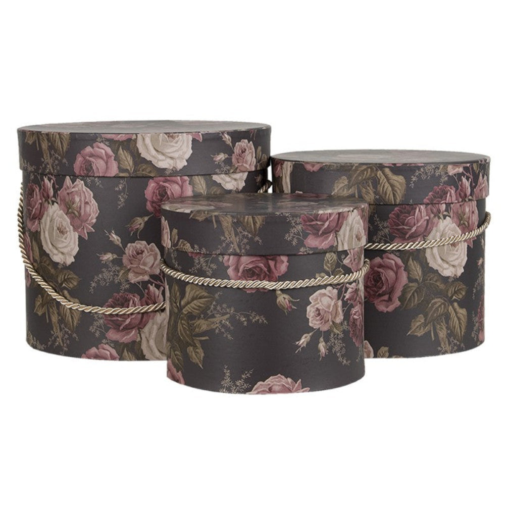 Deko Box Set victorian Blumenmuster barock Hutschachteln 3 St.