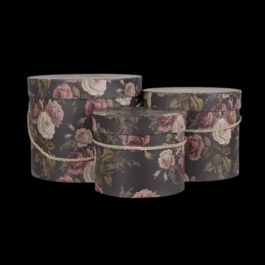 Deko Box Set victorian Blumenmuster barock Hutschachteln  3 St.