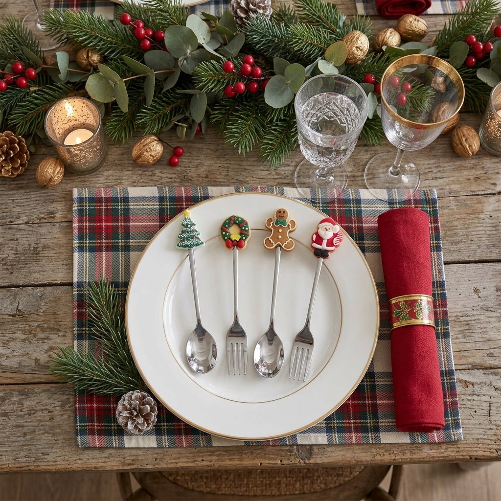 Vintage Geschenkset Dessertbestck 4-teilig Weihnachten Clayre & Eef