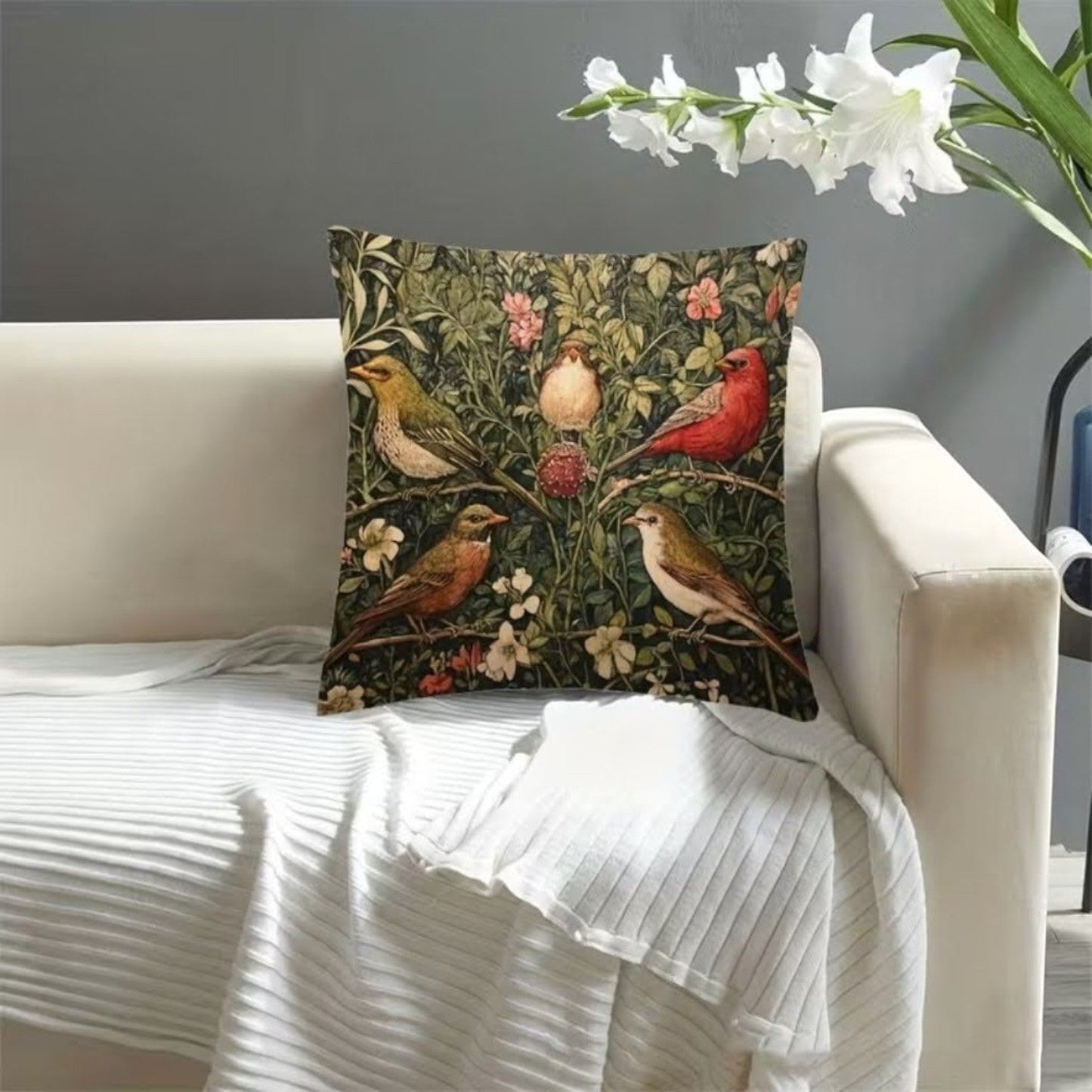 Dekokissen Garden Birds Vintage – Lifestyle modernes Sofa