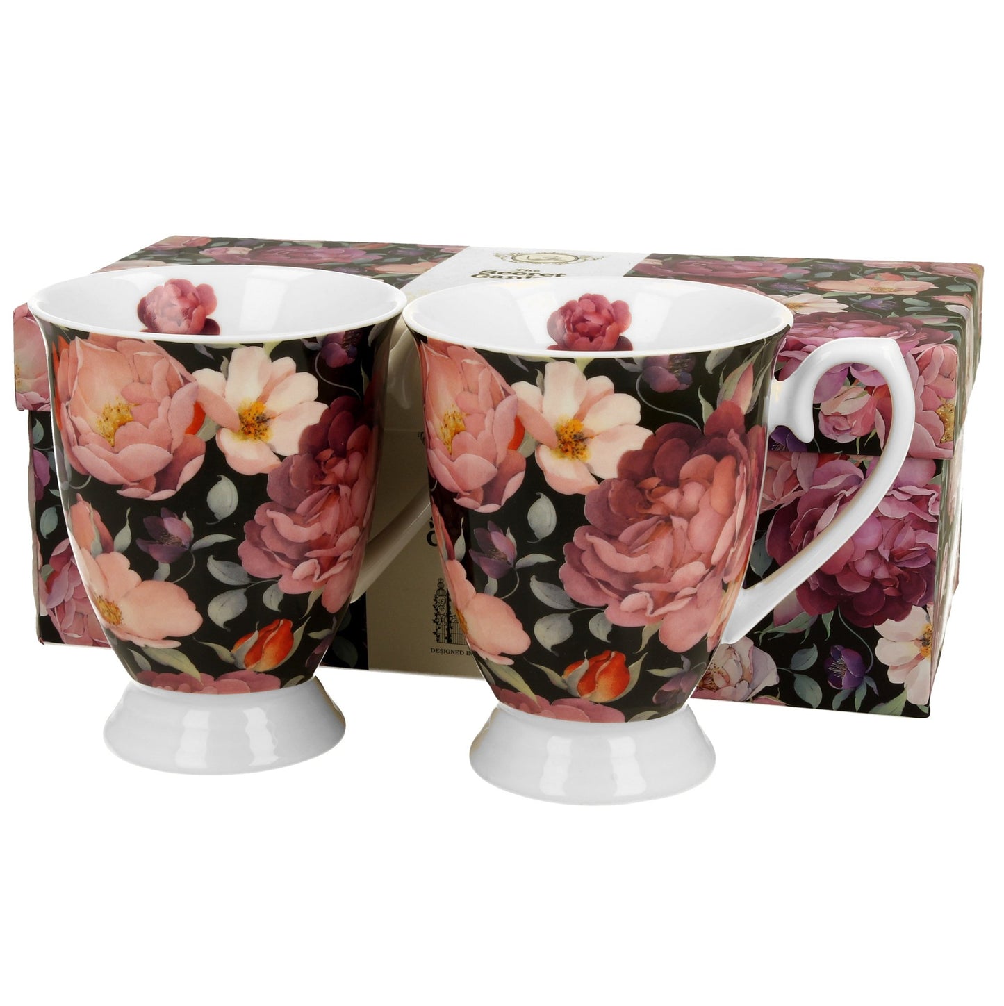 Vintage Duo Tassen Set englische Rose bordeaux