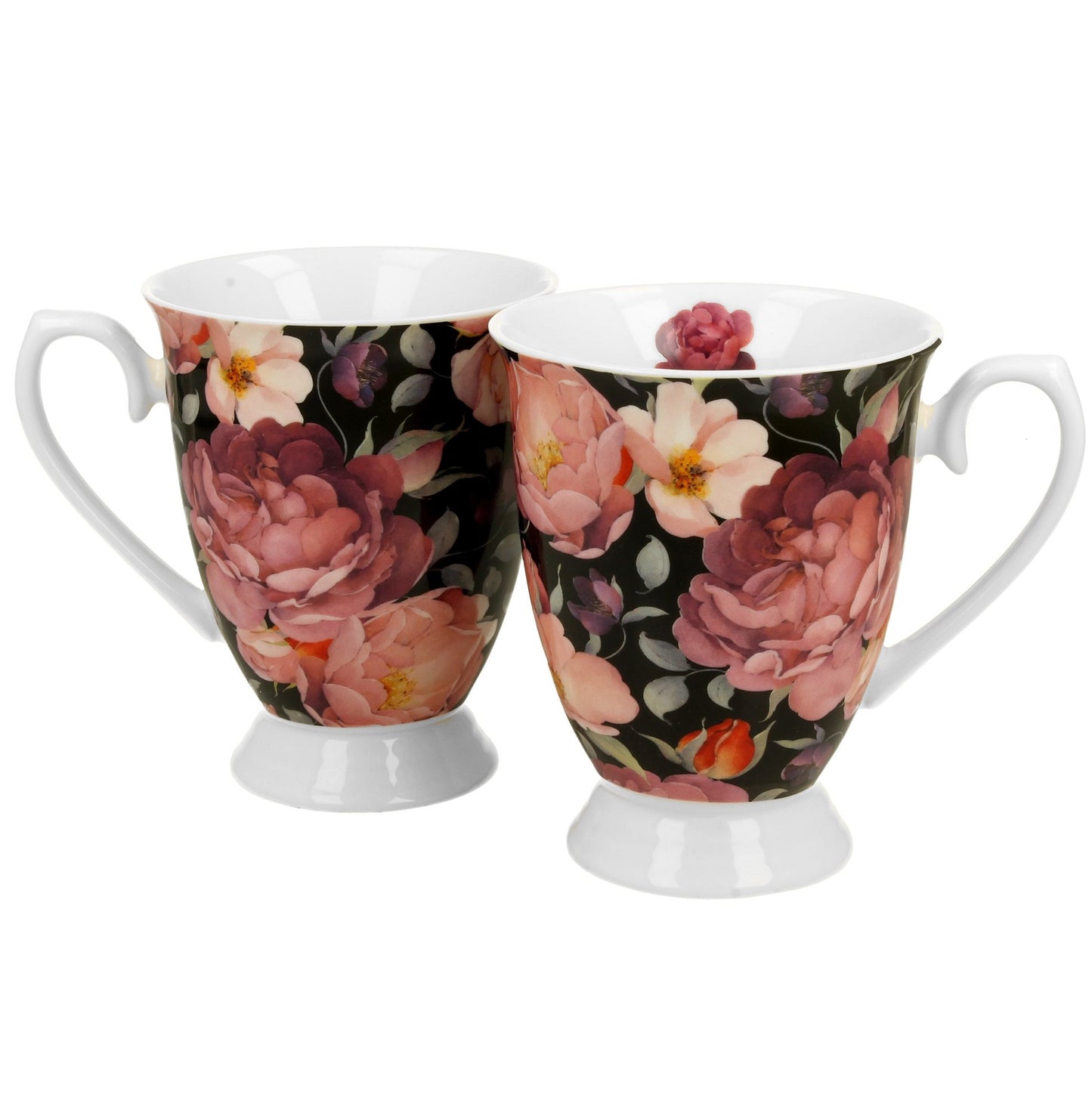 Vintage Duo Tassen Set englische Rose bordeaux
