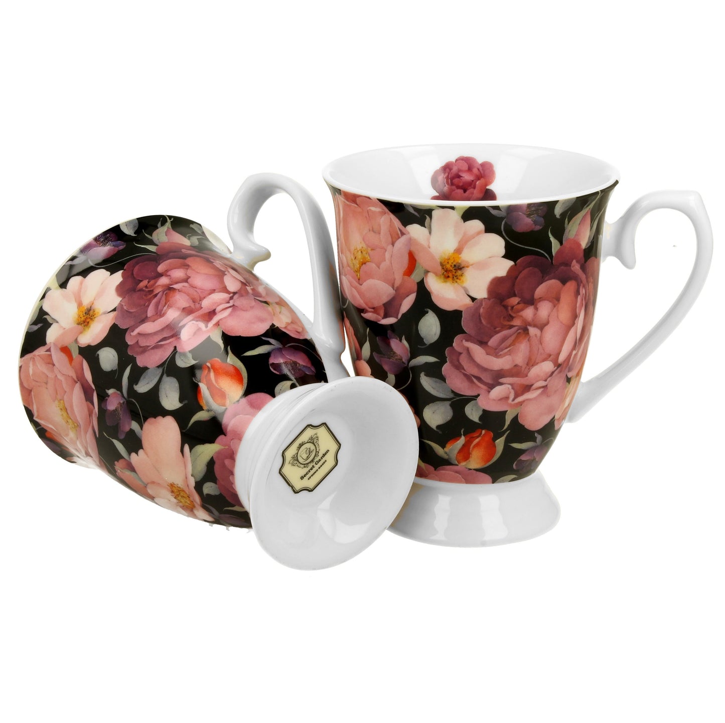Vintage Duo Tassen Set englische Rose bordeaux