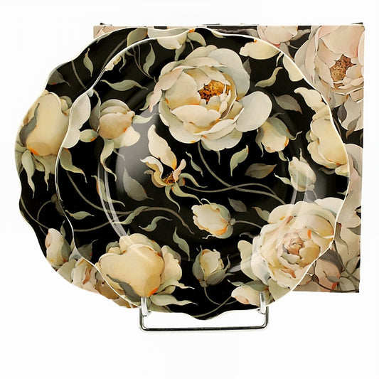 Vintage Duo Teller Set Englische Rosen schwarz