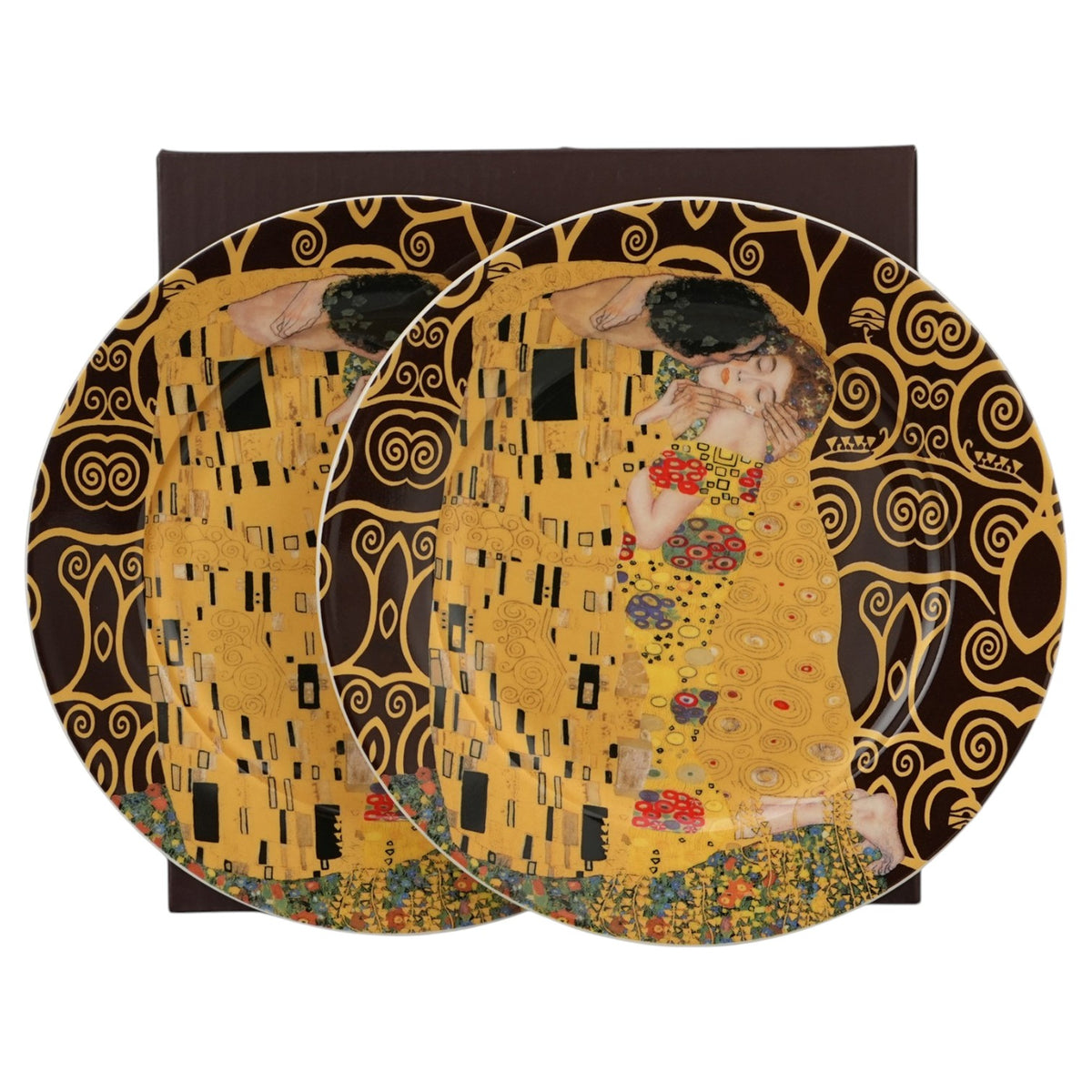 Dessertteller-Set „Der Kuss“ Braun, 2 Stück, inspiriert von Klimt vintage Duo Teller