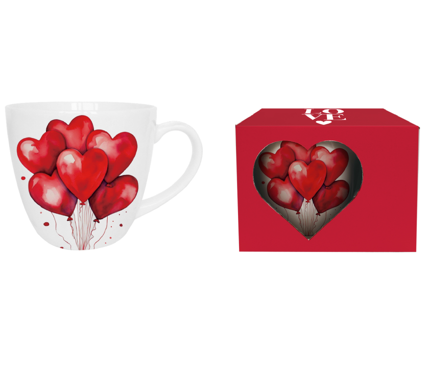 Romantische Duo Tasse rote Ballons 460 ml zum Valetinstag