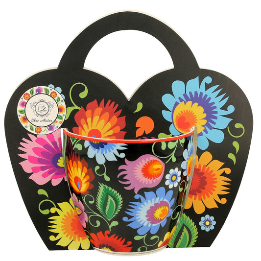 Duo Vintage Tasse Blumen mit Schenkschlaufe 460 ml Etno