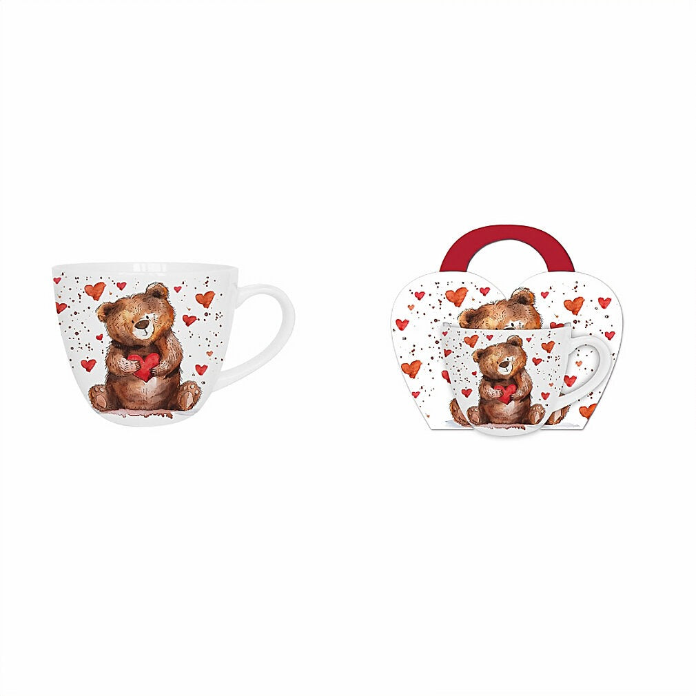 Romantische Duo Tasse Bär mit Herz 420 ml zum Valentinstag