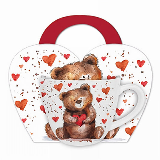 Romantische Duo Tasse Bär mit Herz 420 ml zum Valentinstag