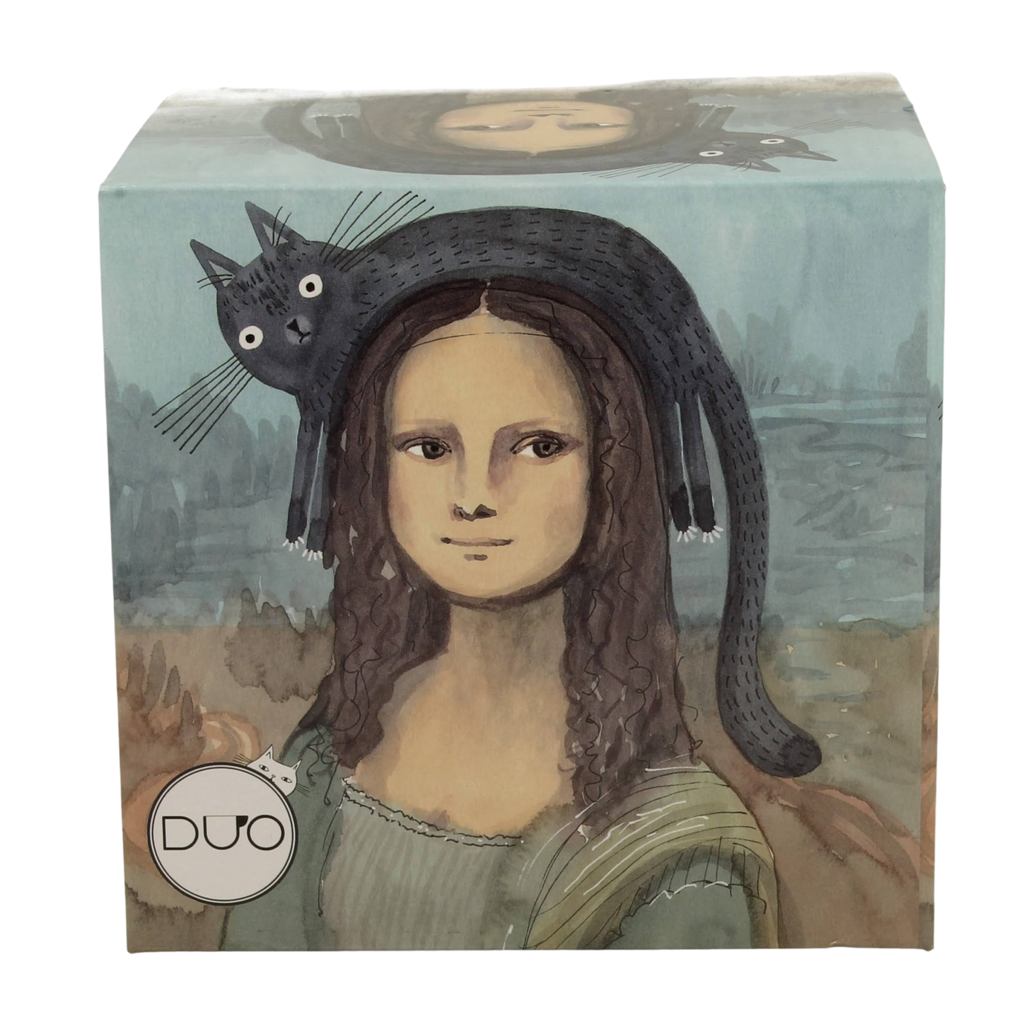 DUO Porcelain Becher Tasse Mona Lisa mit Katze 650 ml – Geschenkbox