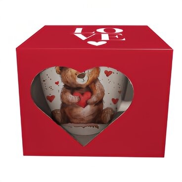 Romantische Duo Tasse Bär mit Herzen 650 ml im Geschekkarton
