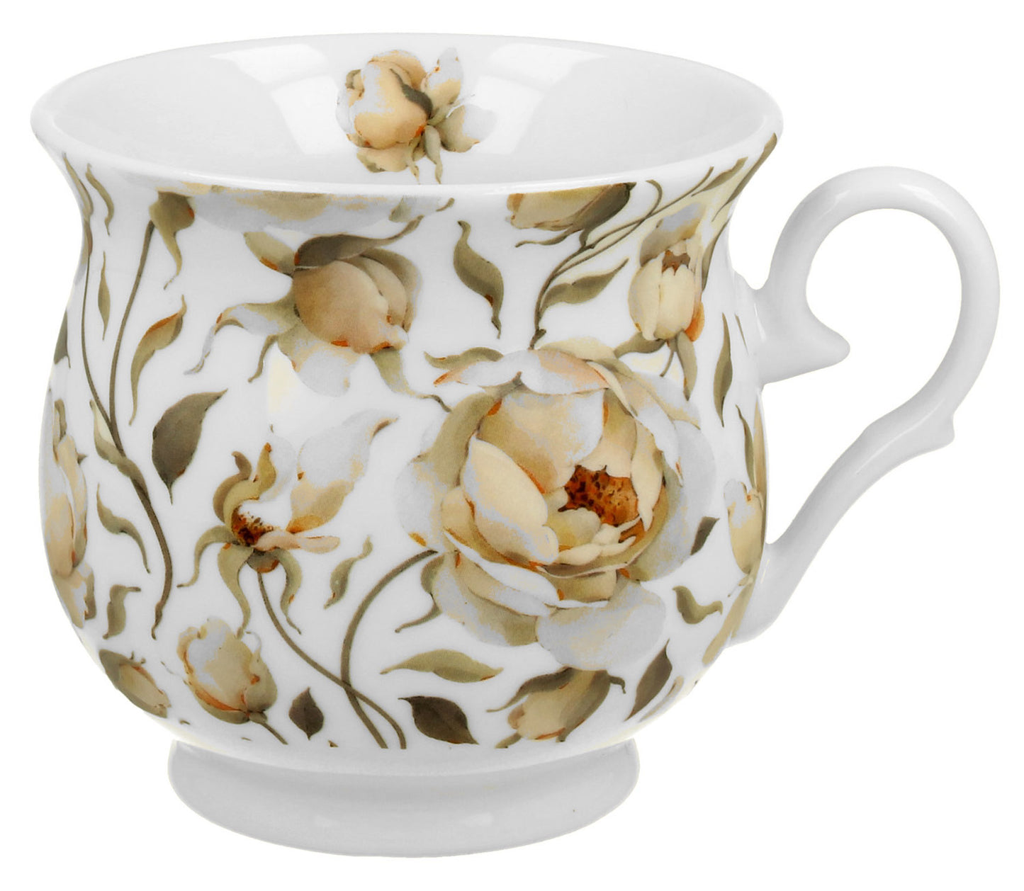 Vintage Duo Tasse mit Fuß Englische Rose weiß 460 ml