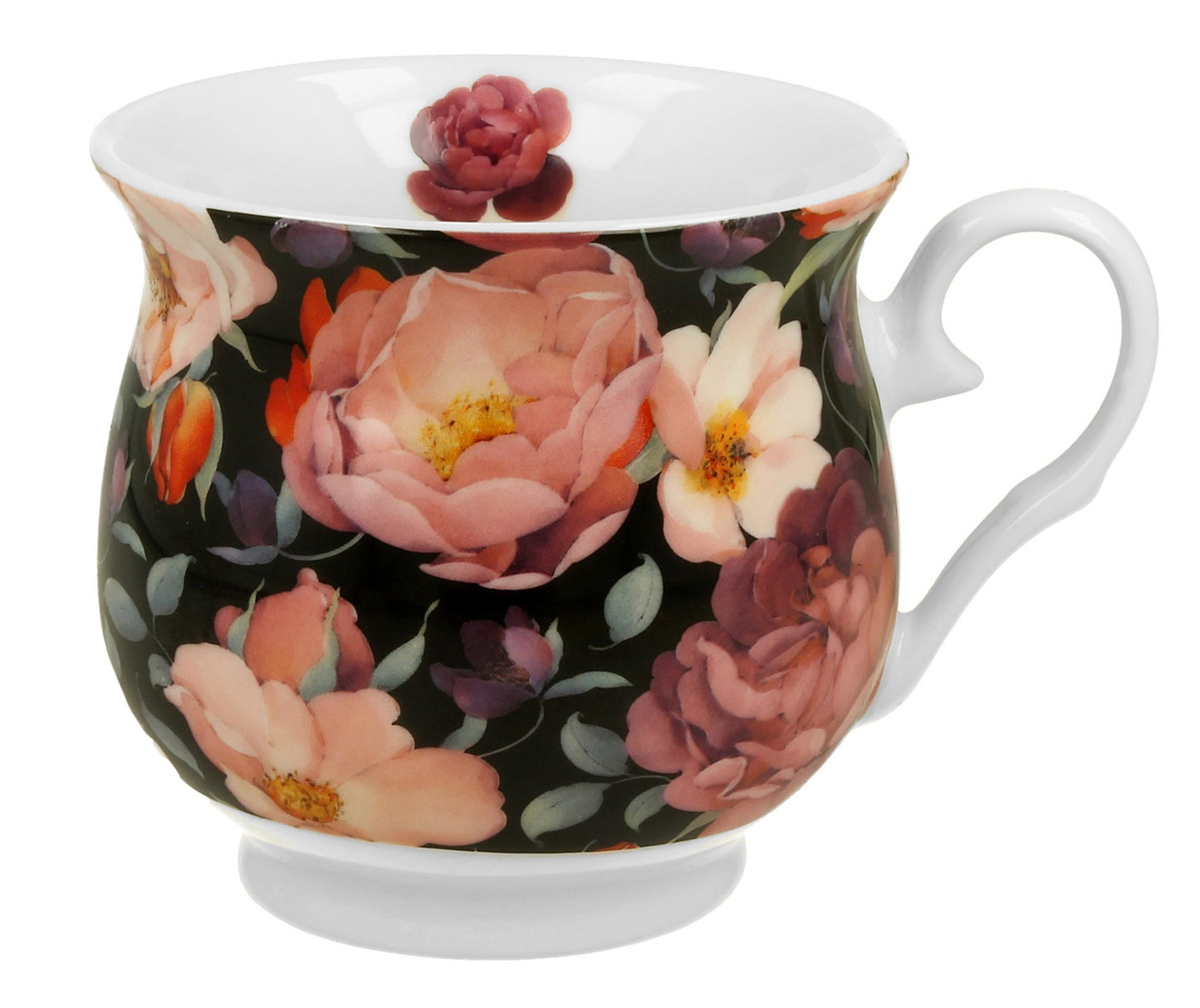 Vintage Duo Tasse mit Fuß Englische Rose schwarz 460 ml