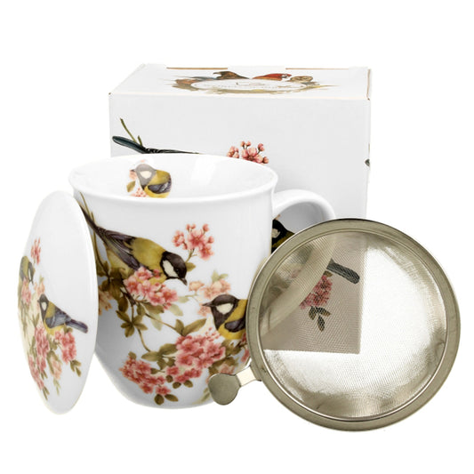 Duo Becher mit Teesieb 400 ml Naturmotiv Meise World of Birds