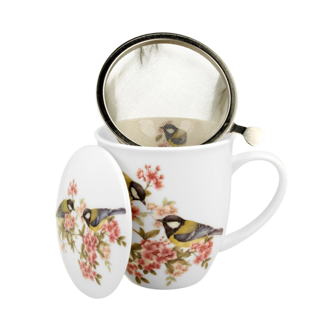 Duo Becher mit Teesieb 400 ml Naturmotiv Meise World of Birds