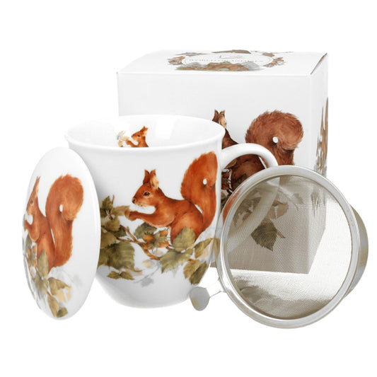 Duo Becher mit Teesieb 400 ml Naturmotiv Eichhörnchen World of Animals
