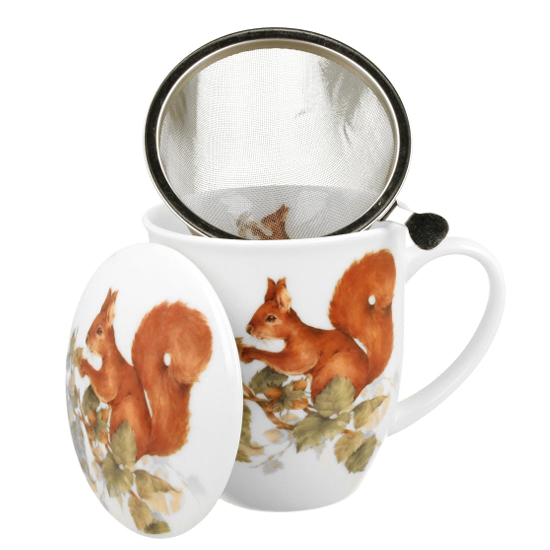 Duo Becher mit Teesieb 400 ml Naturmotiv Eichhörnchen World of Animals