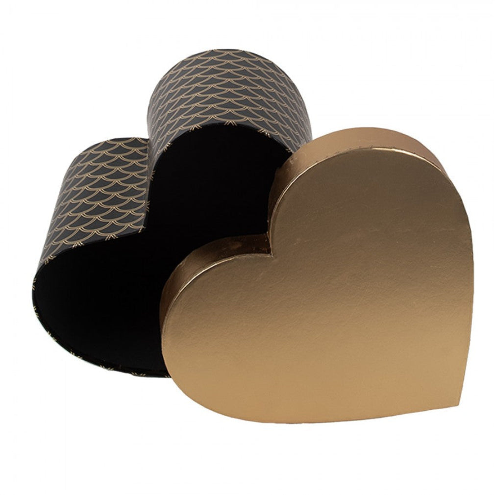 Deko Box Set vintage in schwarz-gold Herzschachtel 3 St.