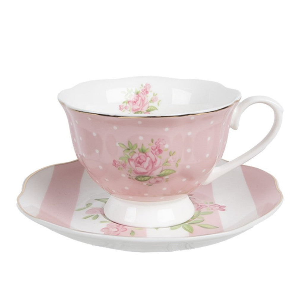 Vintage Sammeltasse Tasse mit Untertasse romantisch Rosen 200 ml
