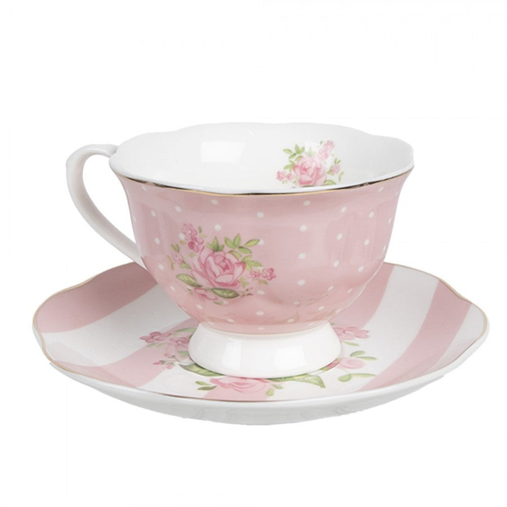 Vintage Sammeltasse Tasse mit Untertasse romantisch Rosen 200 ml