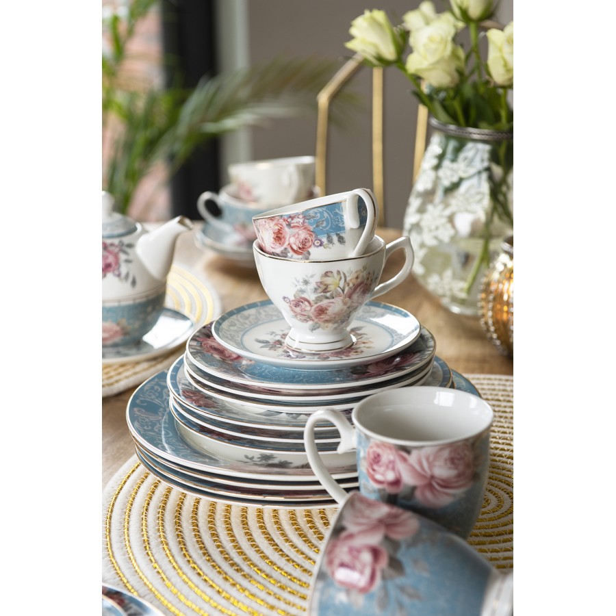 Zauberhaftes Set Tasse mit Untertasse Blumenmotiv