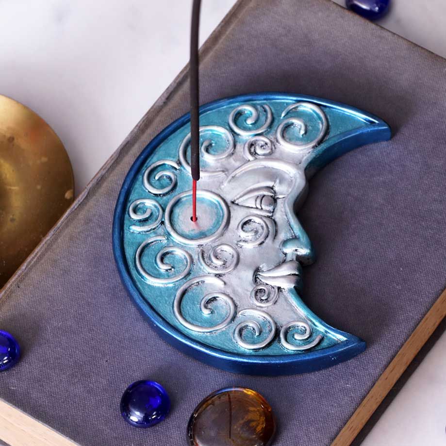Mystik Lunar Räucherstäbchenhalter metallic blau