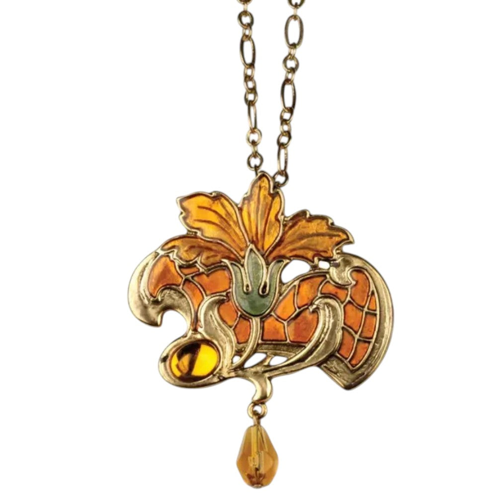 Jugendstil Lilie Anhänger-Kette – weißer Hintergrund