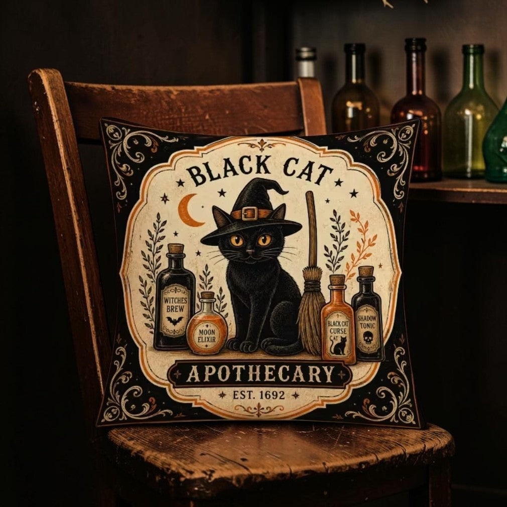 Black Cat Apothecary Dekokissen mit Füllkissen 45 × 45 cm Gothic
