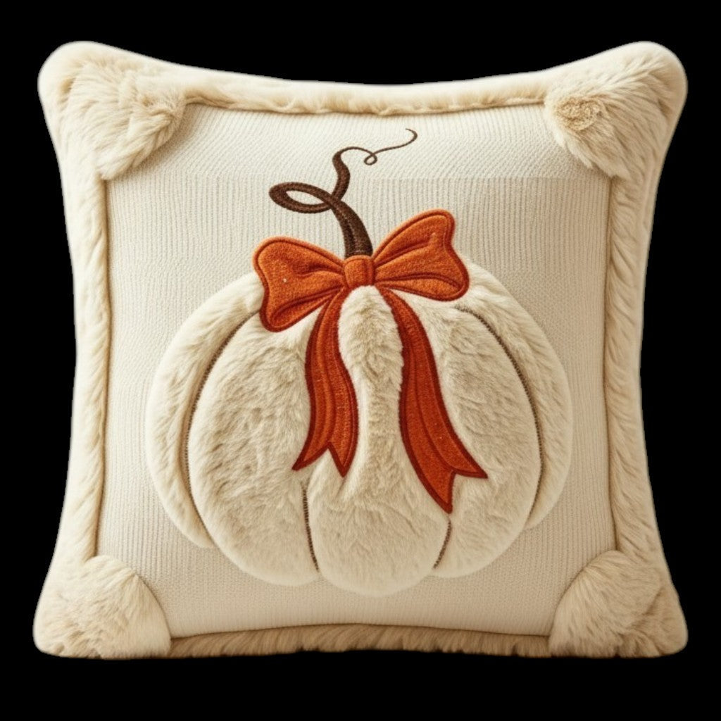 Kürbis Kuschelkissen mit Schleife – Produktfoto