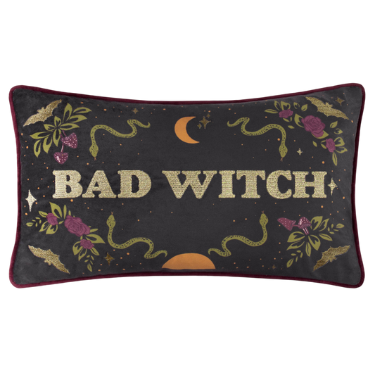 Witchy besticktes Dekokissen Gothic Samtkissen 30 x 50 cm "Bad Witch"