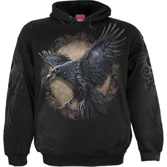 Kultiger Spiral Hoodie "Raven Wise" Wikinger Herren