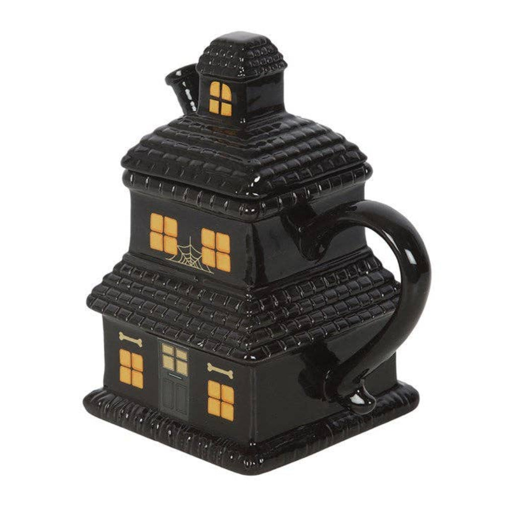 Schwarzer Spukhaus mit Deckel Gothic 3D Tasse
