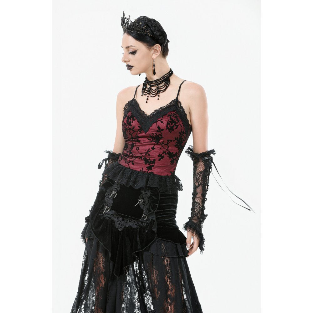 Romantischen Top mit Rosen schwarz-rot Dark in Love