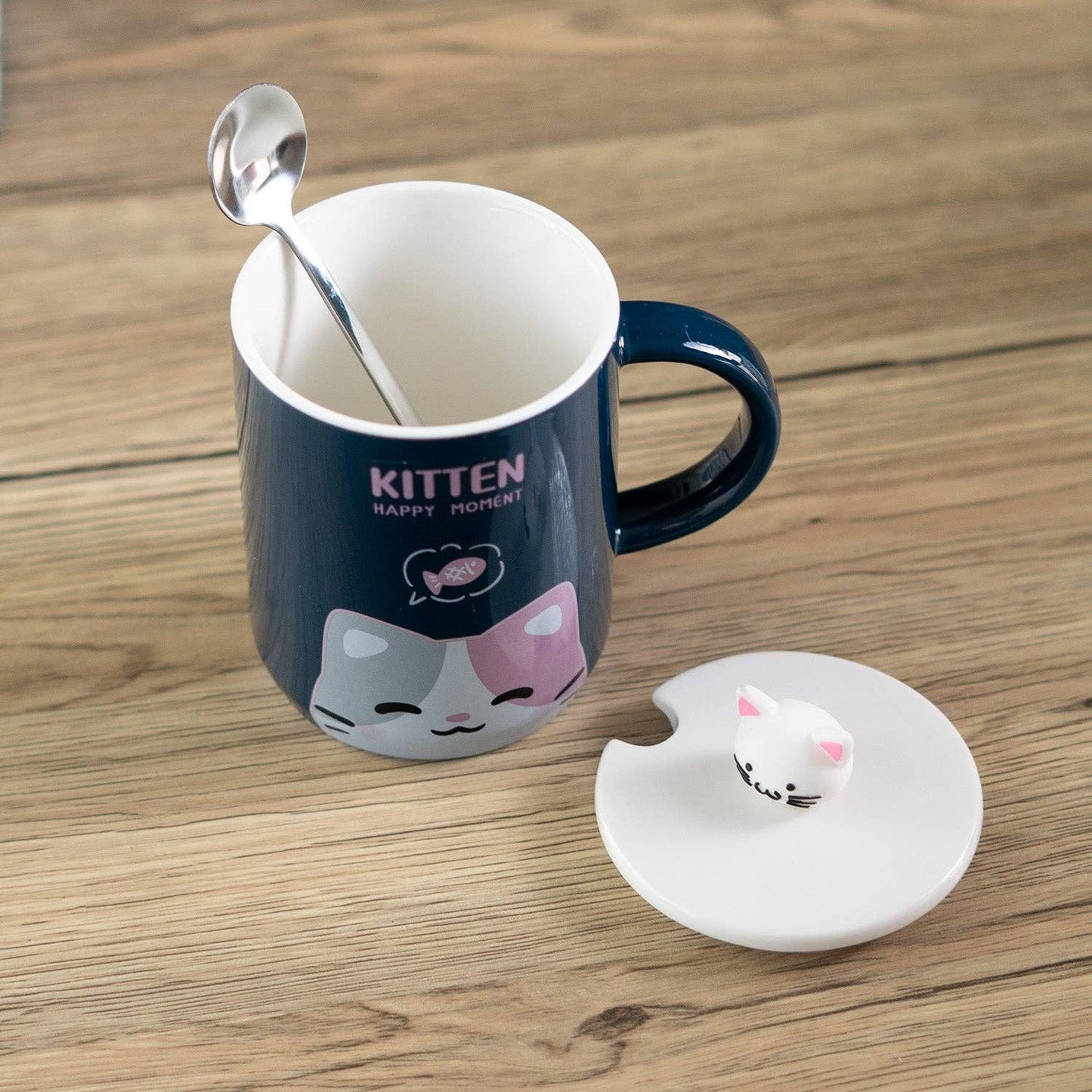 Urban Tokyo "Kitten Happy Moment" Tasse 415 ml Tasse mit Deckel & Löffel